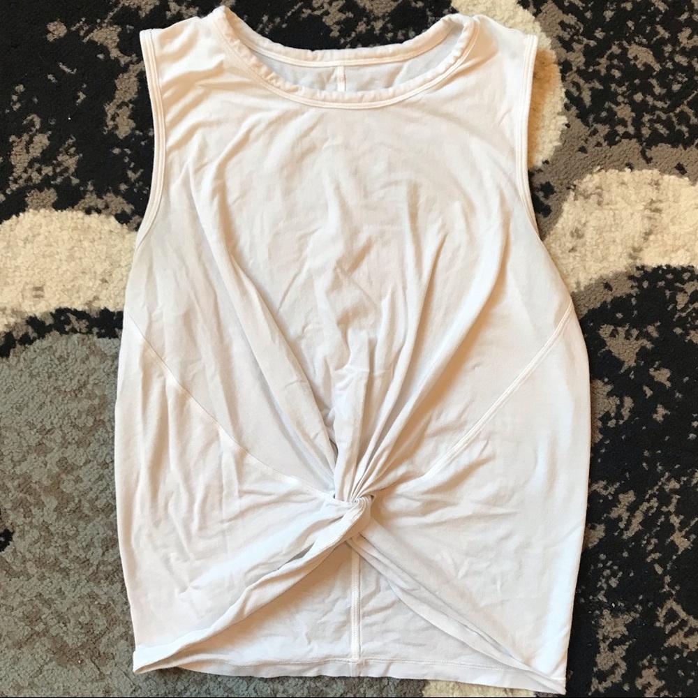 White Lululemon Breeze Through Twist Tank 4 EUC